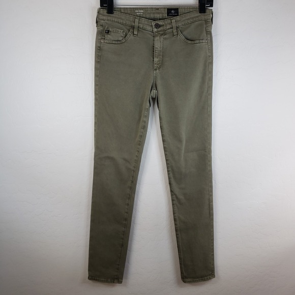 AG Adriano Goldschmied Jean Womens 26R Olive Green 27x30 The Prima Cigarette Leg - Picture 1 of 11